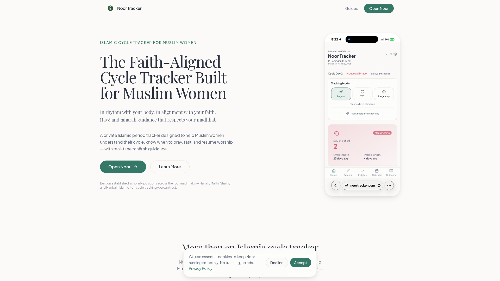 Noor Tracker interface screenshot